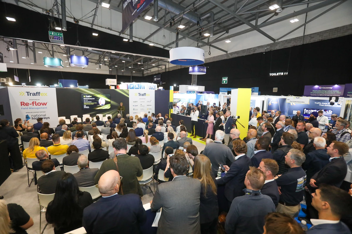 A packed audience at a Traffex conference session